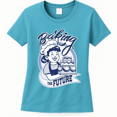 Baking The Future Retro Cartoon Womens T-Shirt