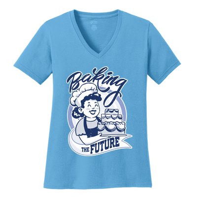 Baking The Future Retro Cartoon Women's V-Neck T-Shirt