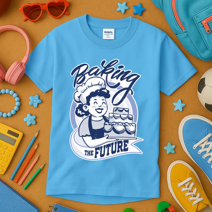 Baking The Future Retro Cartoon Kids T-Shirt