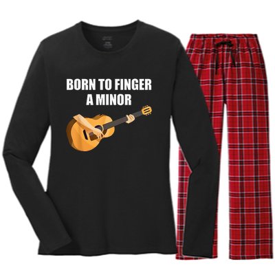 Born To Finger A Minor Guitar Women's Long Sleeve Flannel Pajama Set 