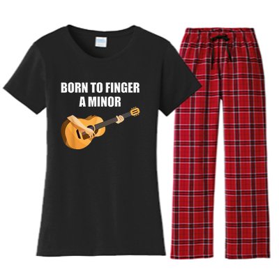 Born To Finger A Minor Guitar Women's Flannel Pajama Set