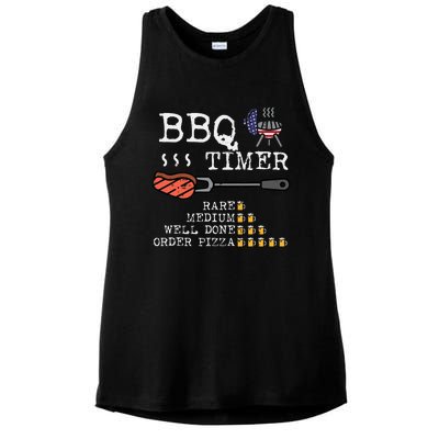 Bbq Timer Flag Funny Barbecue Grill Dad Grandpa Ladies PosiCharge Tri-Blend Wicking Tank