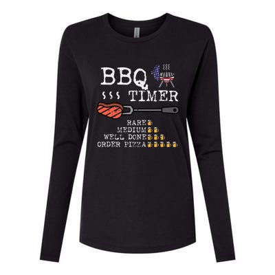 Bbq Timer Flag Funny Barbecue Grill Dad Grandpa Womens Cotton Relaxed Long Sleeve T-Shirt