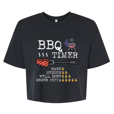 Bbq Timer Flag Funny Barbecue Grill Dad Grandpa Bella+Canvas Jersey Crop Tee