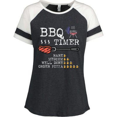 Bbq Timer Flag Funny Barbecue Grill Dad Grandpa Enza Ladies Jersey Colorblock Tee