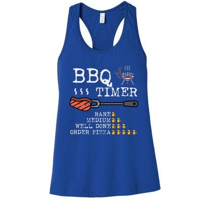 Bbq Timer Flag Funny Barbecue Grill Dad Grandpa Women's Racerback Tank