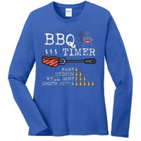 Bbq Timer Flag Funny Barbecue Grill Dad Grandpa Ladies Long Sleeve Shirt