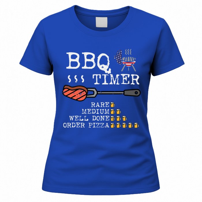 Bbq Timer Flag Funny Barbecue Grill Dad Grandpa Women's T-Shirt