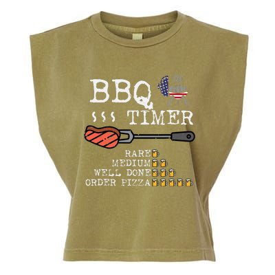 Bbq Timer Flag Funny Barbecue Grill Dad Grandpa Garment-Dyed Women's Muscle Tee