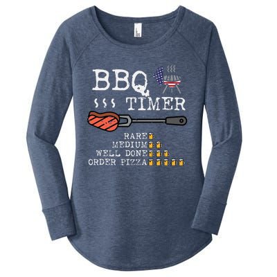 Bbq Timer Flag Funny Barbecue Grill Dad Grandpa Women's Perfect Tri Tunic Long Sleeve Shirt