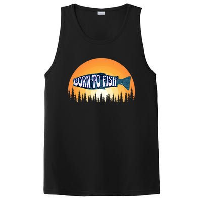 Born To Fish Sunset Trees Fishing Gift PosiCharge Competitor Tank