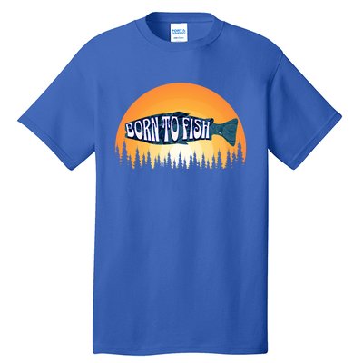 Born To Fish Sunset Trees Fishing Gift Tall T-Shirt