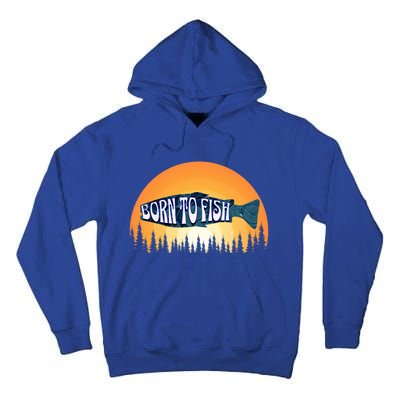 Born To Fish Sunset Trees Fishing Gift Tall Hoodie