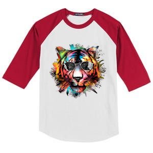 Bengal Tiger Face Paint Tiger Head Animal Bengal Tiger Lover Kids Colorblock Raglan Jersey