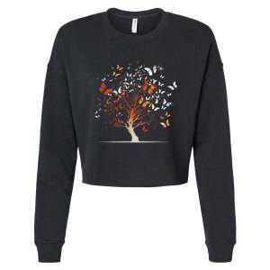 Butterfly Tree Funny Butterfly Cropped Pullover Crew