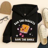 Ban The Fascists Save The Books Funny Retro Vintage Design Hoodie