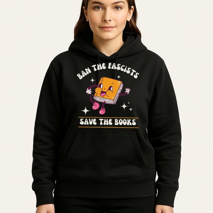 Ban The Fascists Save The Books Funny Retro Vintage Design Hoodie