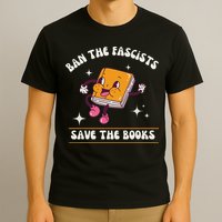 Ban The Fascists Save The Books Funny Retro Vintage Design T-Shirt