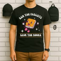 Ban The Fascists Save The Books Funny Retro Vintage Design T-Shirt