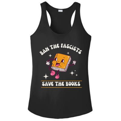 Ban The Fascists Save The Books Funny Retro Vintage Design Ladies PosiCharge Competitor Racerback Tank