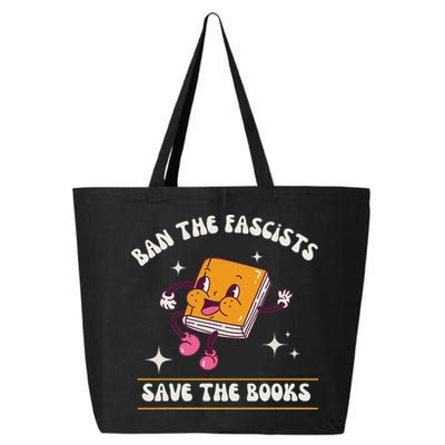 Ban The Fascists Save The Books Funny Retro Vintage Design 25L Jumbo Tote