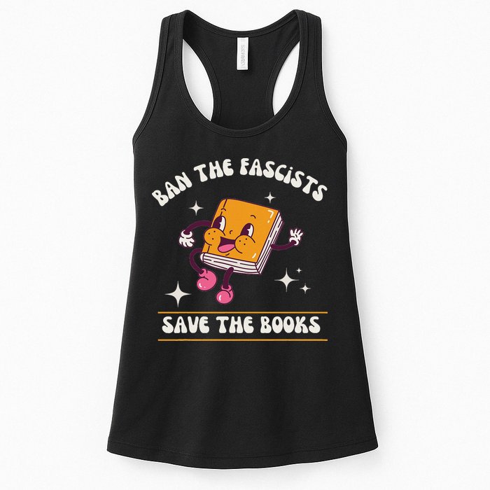 Ban The Fascists Save The Books Funny Retro Vintage Design Womens Tank Top