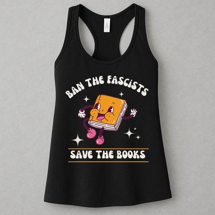 Ban The Fascists Save The Books Funny Retro Vintage Design Womens Tank Top