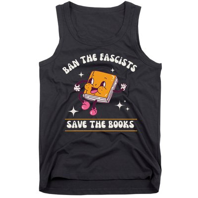 Ban The Fascists Save The Books Funny Retro Vintage Design Tank Top