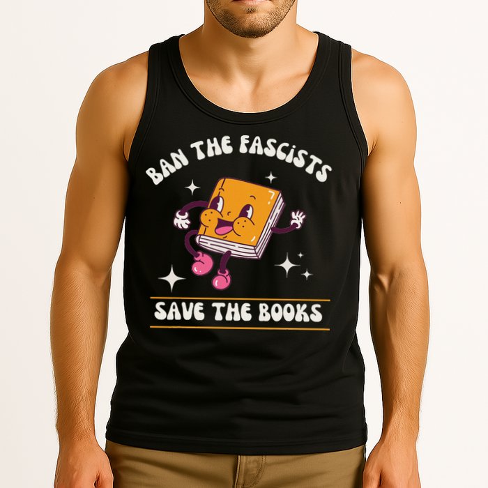 Ban The Fascists Save The Books Funny Retro Vintage Design Tank Top