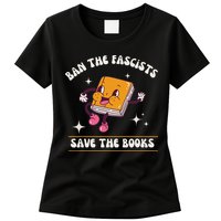 Ban The Fascists Save The Books Funny Retro Vintage Design Womens T-Shirt