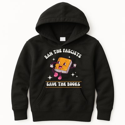Ban The Fascists Save The Books Funny Retro Vintage Design Kids Hoodie