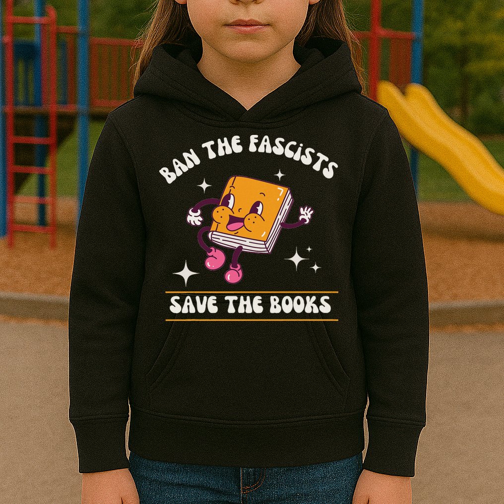 Ban The Fascists Save The Books Funny Retro Vintage Design Kids Hoodie