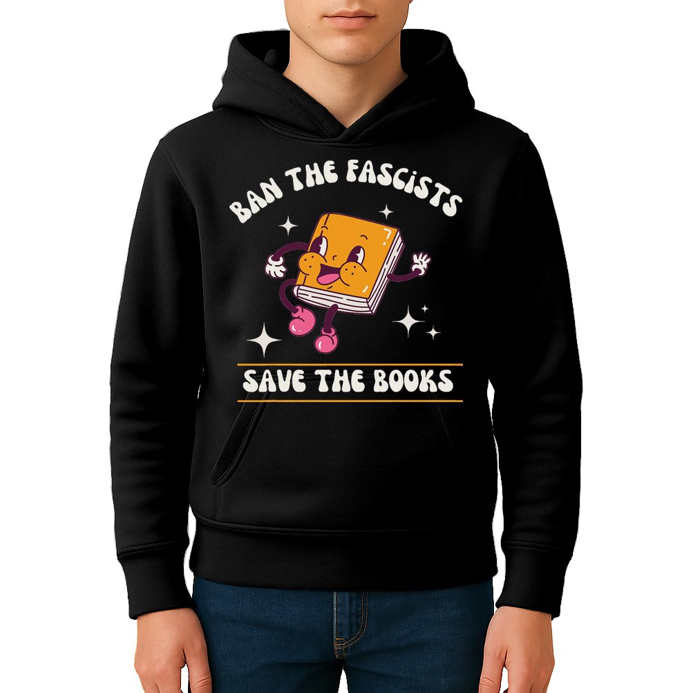 Ban The Fascists Save The Books Funny Retro Vintage Design Kids Hoodie