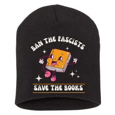 Ban The Fascists Save The Books Funny Retro Vintage Design Short Acrylic Beanie