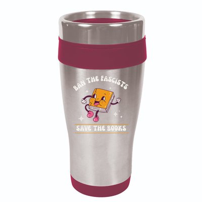 Ban The Fascists Save The Books Funny Retro Vintage Design 16oz Travel Tumbler