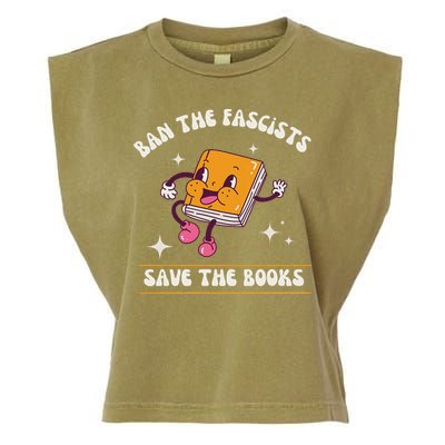 Ban The Fascists Save The Books Funny Retro Vintage Design Garment-Dyed Women's Muscle Tee