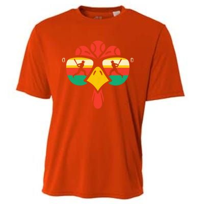 Baseball Turkey Face Sunglasses Thanksgiving Gift Cooling Performance Crew T-Shirt