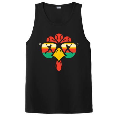 Baseball Turkey Face Sunglasses Thanksgiving Gift PosiCharge Competitor Tank