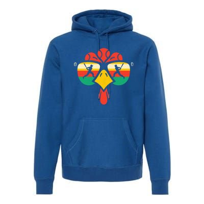 Baseball Turkey Face Sunglasses Thanksgiving Gift Premium Hoodie