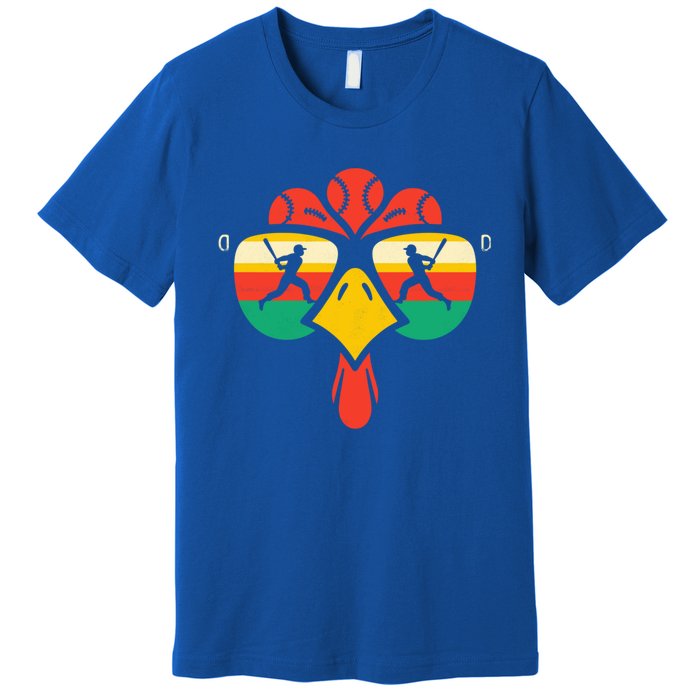 Baseball Turkey Face Sunglasses Thanksgiving Gift Premium T-Shirt