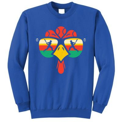 Baseball Turkey Face Sunglasses Thanksgiving Gift Tall Sweatshirt