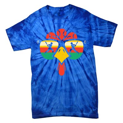 Baseball Turkey Face Sunglasses Thanksgiving Gift Tie-Dye T-Shirt