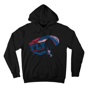 Born To Fly Forced To Work Funny Paramotor Usa American Flag Hoodie