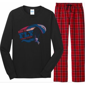 Born To Fly Forced To Work Funny Paramotor Usa American Flag Long Sleeve Pajama Set