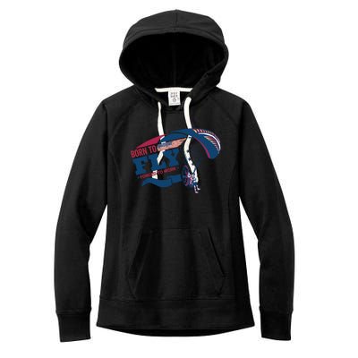 Born To Fly Forced To Work Funny Paramotor Usa American Flag Women's Fleece Hoodie