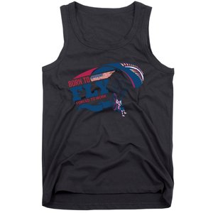 Born To Fly Forced To Work Funny Paramotor Usa American Flag Tank Top