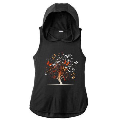 Butterfly Tree Funny Butterfly Ladies PosiCharge Tri-Blend Wicking Draft Hoodie Tank