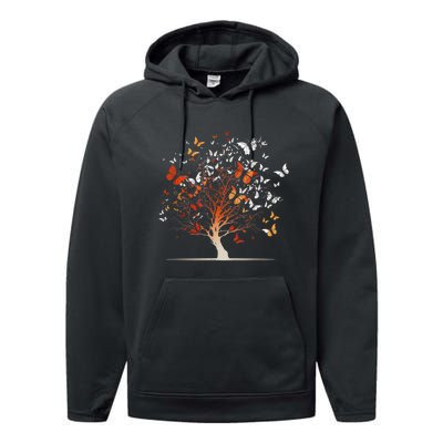 Butterfly Tree Funny Butterfly Performance Fleece Hoodie