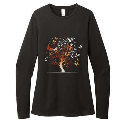 Butterfly Tree Funny Butterfly Womens CVC Long Sleeve Shirt