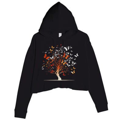 Butterfly Tree Funny Butterfly Crop Fleece Hoodie